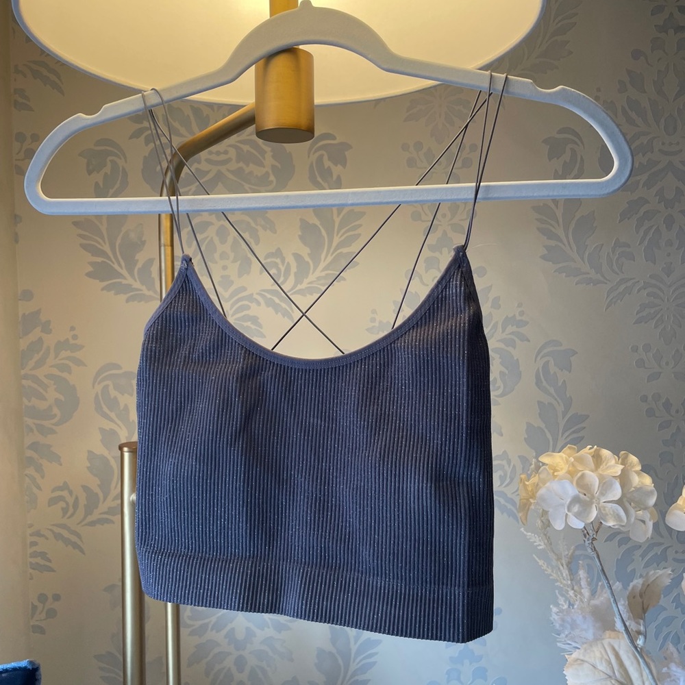UO cropped tank top- grey with sparkle flex